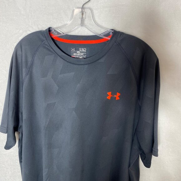 Under Armour‎ Mens XL HeatGear T-Shirt Athletic Fit Large Gray & Orange - Picture 2 of 5